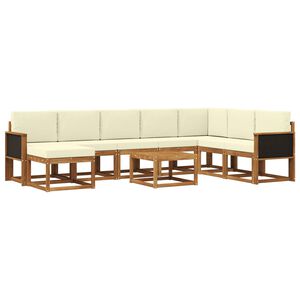 vidaXL Set de canapele de exterior 9 buc. Natural și Crem