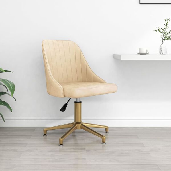 vidaXL Scaun de bucătărie pivotant, crem, catifea