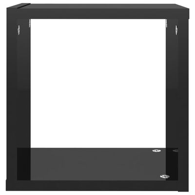vidaXL Rafturi de perete cub, 2 buc., negru extralucios, 26x15x26 cm