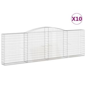 vidaXL Coșuri gabion arcuite 10 buc. 400x30x120/140 cm fier galvanizat