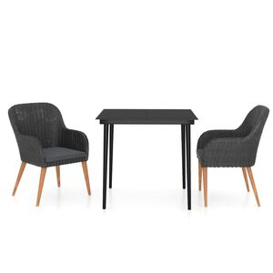 vidaXL Set mobilier de grădină cu perne, 3 piese, negru