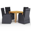 vidaXL Set de masă pentru grădină, 5 piese, negru