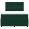 vidaXL Pat box spring cu saltea, verde &icirc;nchis, 140x200 cm, catifea