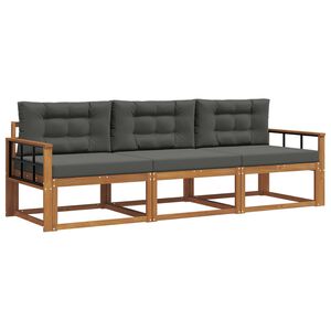 vidaXL Set de canapele de exterior cu pernă 3 pcs Natural și Antracit