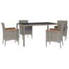 vidaXL Set mobilier de grădină cu perne, 5 piese, gri, poliratan
