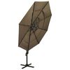 vidaXL Umbrelă de soare 4 niveluri, stâlp de aluminiu, taupe, 3x3 m