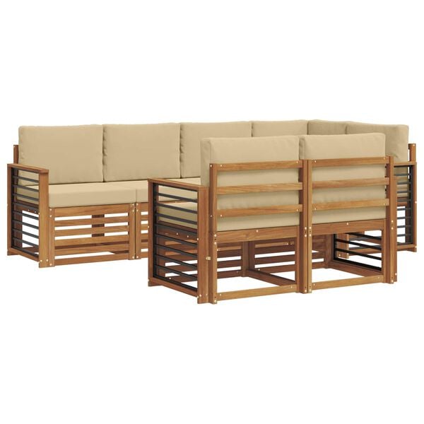 vidaXL Set canapea sectională cu pernă 7 pcs Natural și Bej