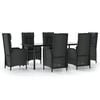 vidaXL Set mobilier de grădină cu perne, 7 piese, negru, poliratan