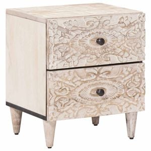 vidaXL Dulap de noapte Alb 40 x 33,5 x 46 cm Lemn de mango solid