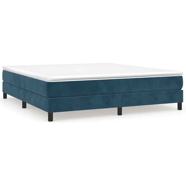 vidaXL Pat box spring cu saltea, albastru &icirc;nchis, 180x200 cm, catifea