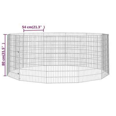 vidaXL Cușcă pentru iepuri, 12 panouri, 54x80 cm, fier galvanizat