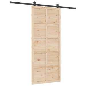 vidaXL Ușă glisantă 90 x 208 cm Lemn masiv de pin natural