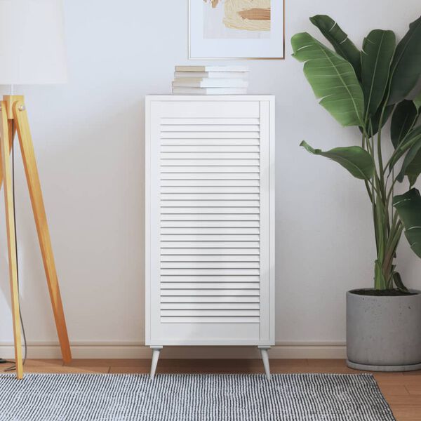 vidaXL Ușă de dulap design lambriu, alb, 99,3x49,4 cm, lemn masiv pin