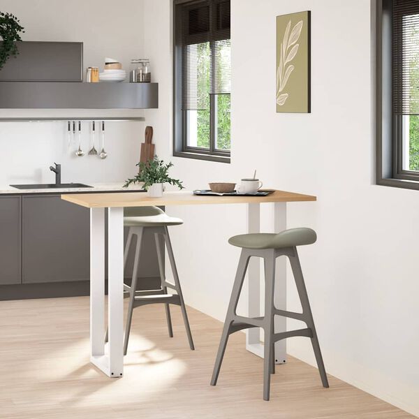 vidaXL Picioare de masă de bar &icirc;n formă de U, 2 buc., alb, 40 x (100-101) cm, oțel