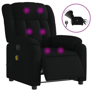 vidaXL Fotoliu electric de masaj rabatabil, negru, textil