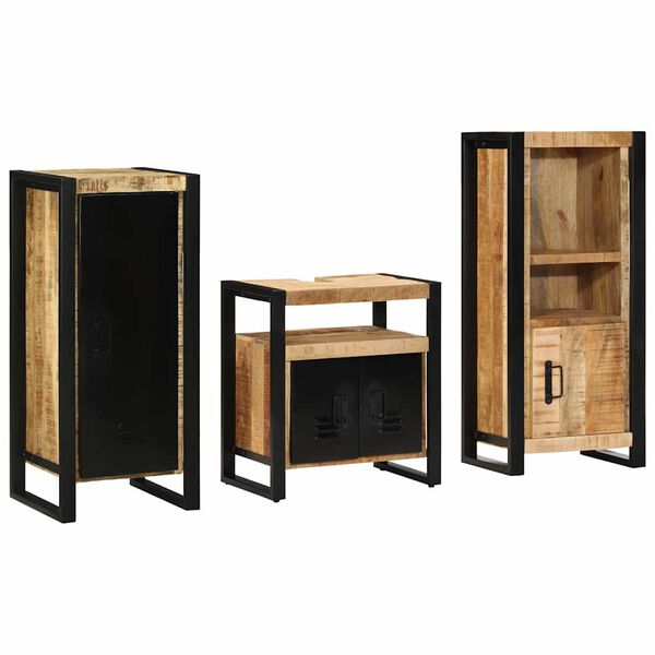 vidaXL Set de mobilier pentru baie 3 pcs Maro Lemn de mango solid