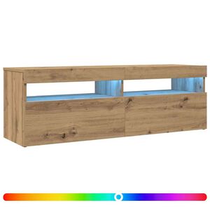 vidaXL Dulap TV cu LED stejar artizanal 120x35x40 cm lemn prelucrat
