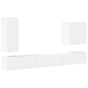 vidaXL Set Dulap pentru Televizor Montat pe Perete Pe perete 6 pcs Alb