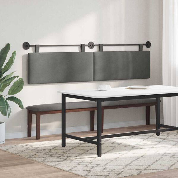 vidaXL Cap de pat suspendat Pe perete Gri &icirc;nchis 210 x 55 x 5 cm