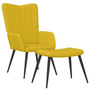 vidaXL Scaun relaxare cu taburet, galben muștar, catifea