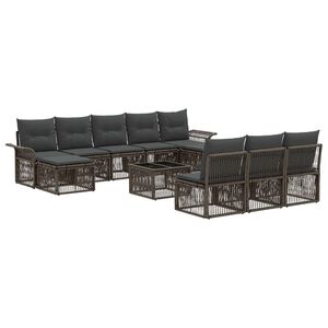 vidaXL Set de canapele pentru grădină 11 pcs Gri poliratan