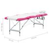 vidaXL Masă pliabilă de masaj, 4 zone, alb și roz, aluminiu