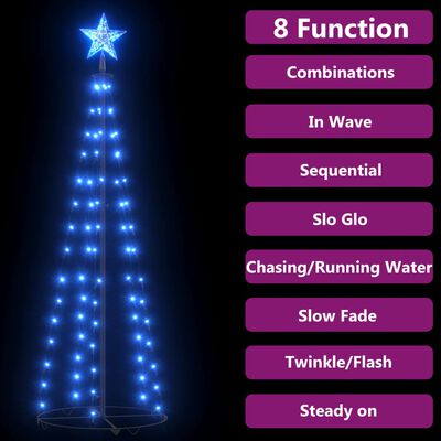 vidaXL Decorațiune Crăciun brad conic, 84 LED-uri, albastru, 50x150 cm