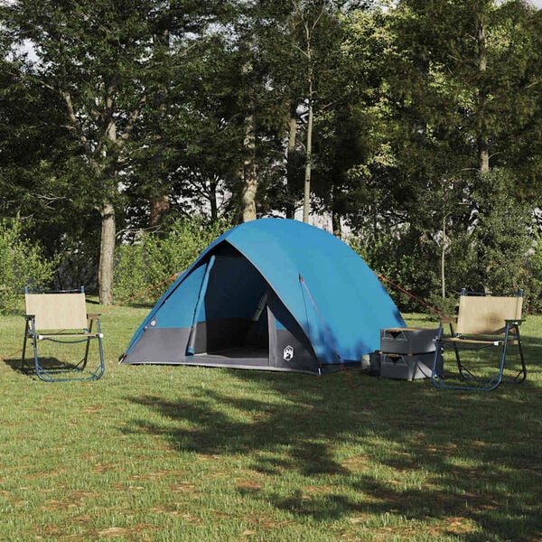 vidaXL Cort de Camping cu acoperiș albastru 275 x 230 x 140 cm tafta