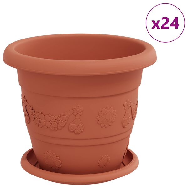 vidaXL Ghivece pentru plante 24 pcs Roșu cărămidă &Oslash; 26 x 21.5 cm