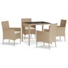 vidaXL Set mobilier de grădină cu perne, 5 piese, bej, poliratan