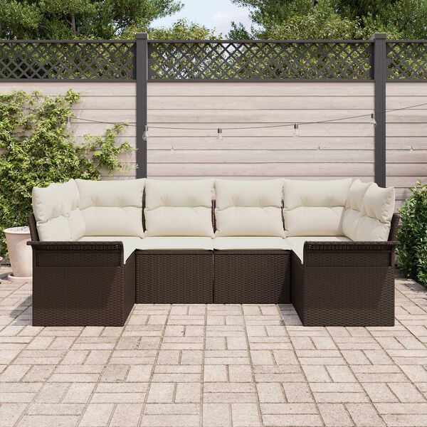 vidaXL Set de canapele pentru grădină cu pernă 6 pcs Maro Rattan poli