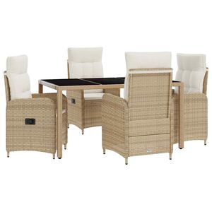 vidaXL Set dining pentru exterior cu pernă 5 pcs Bej și alb crem
