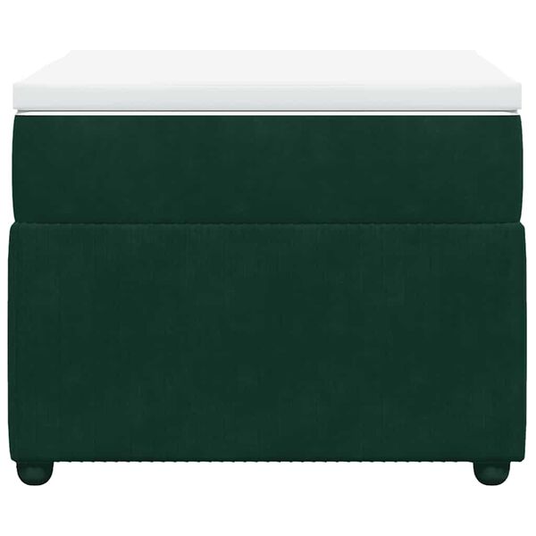 vidaXL Pat box spring cu saltea, verde &icirc;nchis, 90x200 cm, catifea