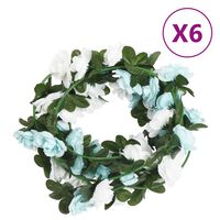 vidaXL Ghirlande de flori artificiale, 6 buc. albastru și alb, 240 cm