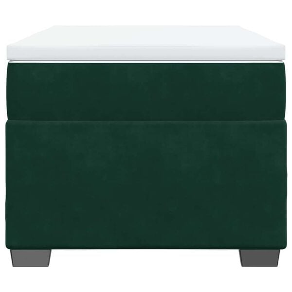 vidaXL Pat box spring cu saltea, verde &icirc;nchis, 90x190 cm, catifea