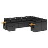 vidaXL Set canapele de grădină cu perne, 10 piese, negru, poliratan