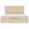 vidaXL Cadru de pat otoman cu saltele crem 200x200cm stofa
