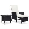 vidaXL Set mobilier de grădină cu perne, 2 piese, negru, poliratan