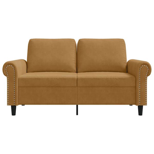 vidaXL Canapea cu 2 locuri, maro, 120 cm, catifea