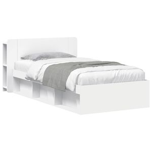 vidaXL Cadru de pat cu depozitare Alb 75 x 190 cm Lemn prelucrat