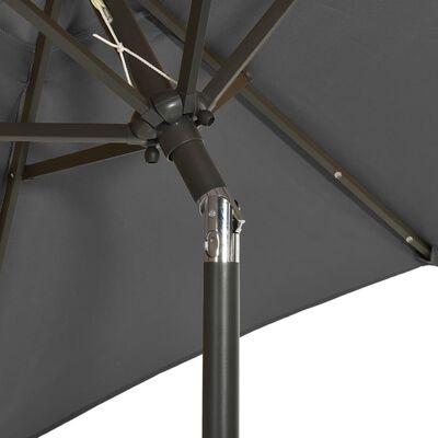 vidaXL Umbrelă de soare cu lumini LED, antracit, 200x211 cm, aluminiu