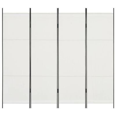 vidaXL Paravan de cameră cu 4 panouri, alb, 200 x 180 cm