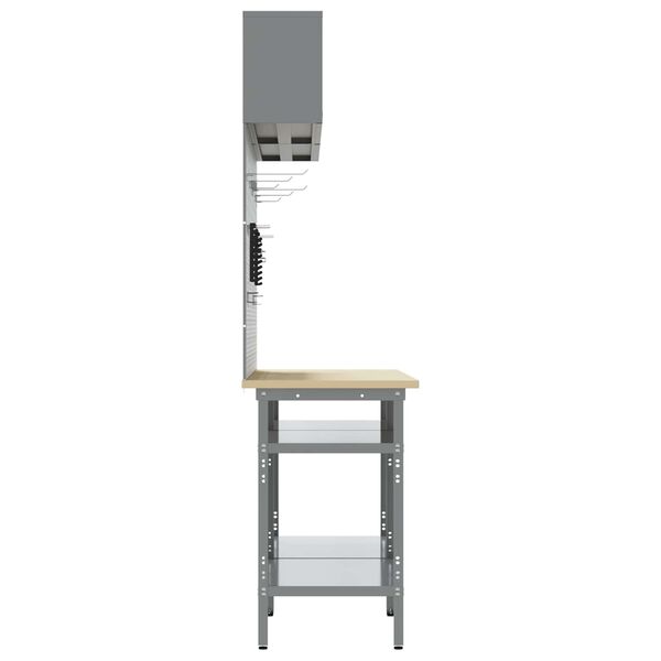 vidaXL Set banc de lucru 8 pcs Negru și Gri Oțel vopsit electrostatic