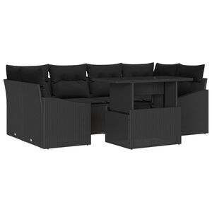vidaXL Set de canapele pentru grădină 7 pcs Negru Rattan poli