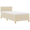 vidaXL Pat cu arcuri cu saltea cu headboard Crem 90 x 200 cm țesătură