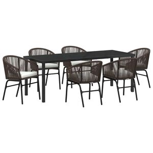 vidaXL Set de masă pentru grădină 7 pcs Maro Oțel vopsit electrostatic