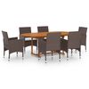 vidaXL Set mobilier de grădină, 7 piese, maro, poliratan