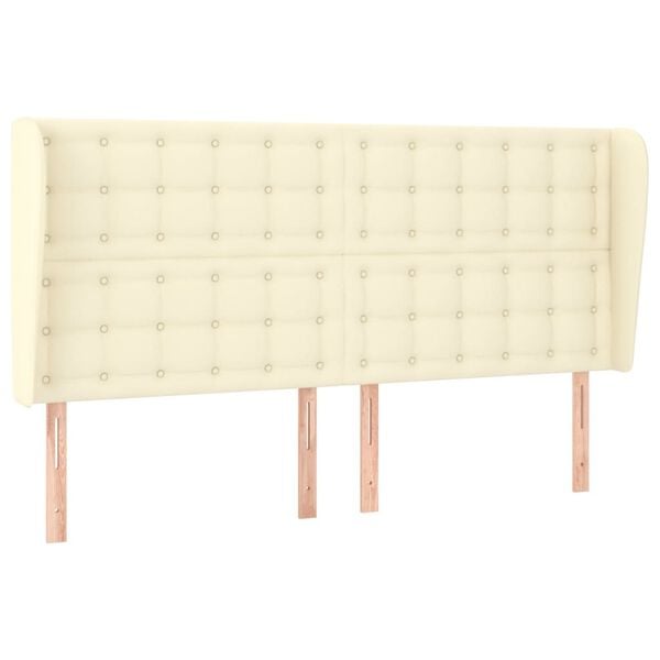 vidaXL Tăblie de pat cu aripioare, crem, 163x23x118/128 cm, piele eco