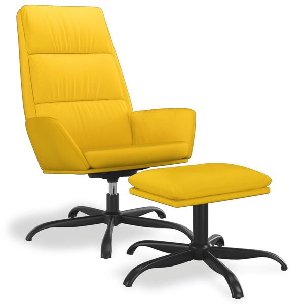 vidaXL Scaun de relaxare cu taburet, galben muștar, catifea