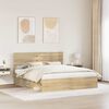 vidaXL Cadru de pat cu headboard Sonoma 200 x 200 cm Lemn de pin masiv